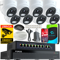 FORCE Zestaw monitoringu 8x Kamera IP 2MPx Full HD, DYSK 1TB + SWITCH POE