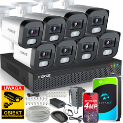 FORCE Zestaw monitoringu 8x Kamera IP 4MPx 2K Aplikacja DYSK 1TB