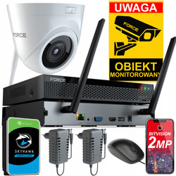 FORCE Zestaw monitoringu 1x Kamera IP WiFi 2MPx DYSK 1TB Rejestrator WiFi