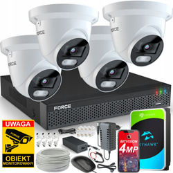 FORCE Zestaw monitoringu 4x Kamera IP 4MPx 2K Aplikacja DYSK 1TB