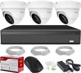 MONITORING IP POE 3 KAMERY FullHD 1080P ZEWNĘTRZNE