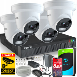FORCE Zestaw monitoringu 4x Kamera IP 8MPx 4K Aplikacja DYSK 1TB