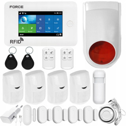 FORCE Bezprzewodowy alarm GSM WiFi, duży zestaw, SYRENA , Polskie Menu