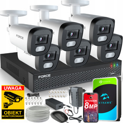 FORCE Zestaw monitoringu 6x Kamera IP 8MPx 4K Aplikacja DYSK 1T8